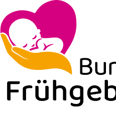 Logo of Bundesverband Frühgeborene e.V., a German association supporting preterm infants and their families, featuring a stylized baby in a protective hand and heart symbol.
