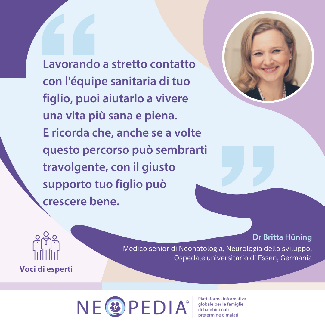 Lavorando a stretto contatto con l'équipe sanitaria di tuo figlio, puoi aiutarlo a vivere una vita più sana e piena.  E ricorda che, anche se a volte questo percorso può sembrarti travolgente, con il giusto supporto tuo figlio può crescere bene.