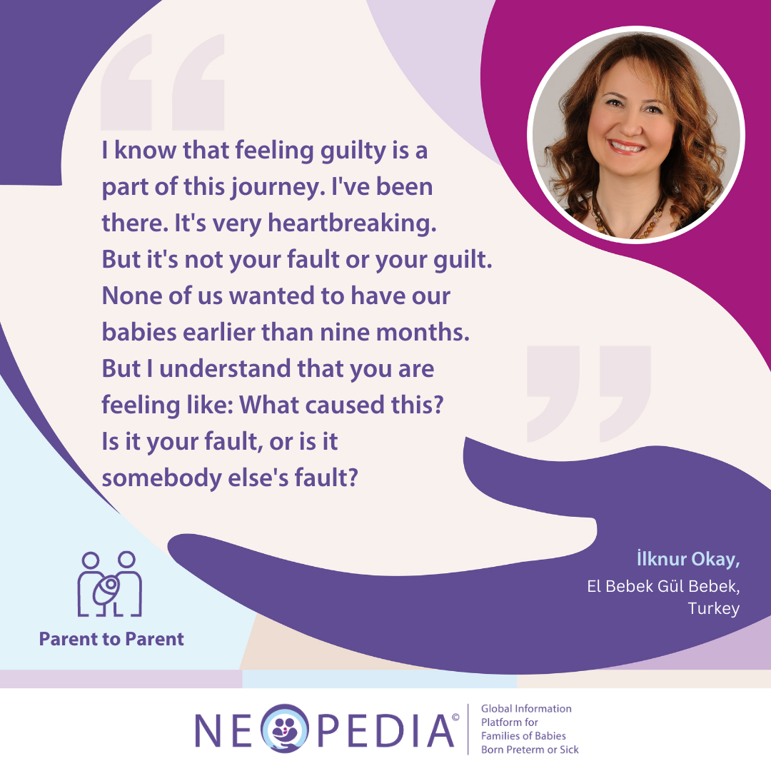I know that feeling guilty is a part of this journey. I've been there. It's very heartbreaking. But it's not your fault or your guilt. None of us wanted to have our babies earlier than nine months. But I understand that you are feeling like: What caused this? Or is it your fault? Or is it somebody else's fault?